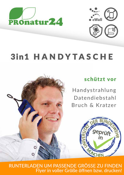 Handyhülle eWall für das Smartphone | KÖNIGSBLAU | Anti Elektrosmog inkl. 5G | 3in1 Schutz inkl. RFID Blocker | Handytasche für iPhone, Android, ... 23 eWall Handytaschen Flyer