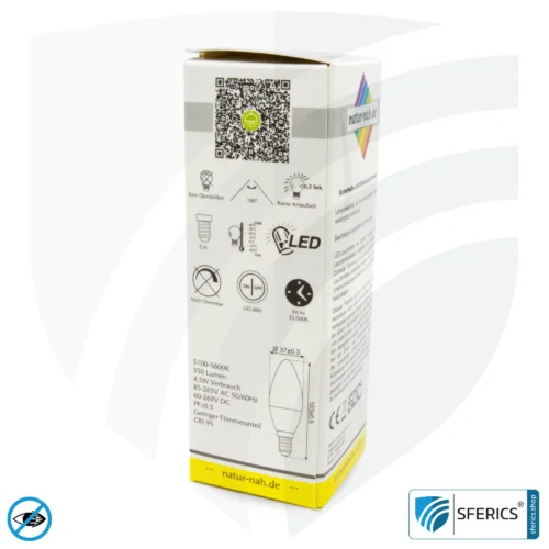 4,5 Watt LED Vollspektrum Kerze | Hell wie 45 Watt, 420 Lumen | CRI >95 | flimmerfrei | Tageslicht | E14 | Business Qualität 15 4,5 Watt LED Vollspektrum Kerze | Hell wie 45 Watt, 350 Lumen | CRI 95 | flimmerfrei | Tageslicht | E14 | Business Qualität