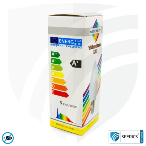 4,5 Watt LED Vollspektrum Kerze | Hell wie 45 Watt, 420 Lumen | CRI >95 | flimmerfrei | Tageslicht | E14 | Business Qualität 16 4,5 Watt LED Vollspektrum Kerze | Hell wie 45 Watt, 350 Lumen | CRI 95 | flimmerfrei | Tageslicht | E14 | Business Qualität