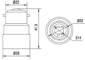 Adapter B22 auf E14 Schema