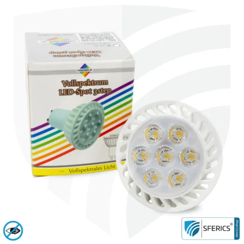 6 Watt LED Spot Vollspektrum 3step | Dimmen ohne Dimmer: Hell wie 35 Watt (100 %), 50 % oder 15 %, 480 Lumen | CRI 95 | flimmerfrei | Tageslicht | GU10 | Business Qualität 15 6 Watt LED Spot Vollspektrum 3step | Dimmen ohne Dimmer: Hell wie 35 Watt (100 %), 50 % oder 15 %, 480 Lumen | CRI 95 | flimmerfrei | Tageslicht | GU10 | Business Qualität