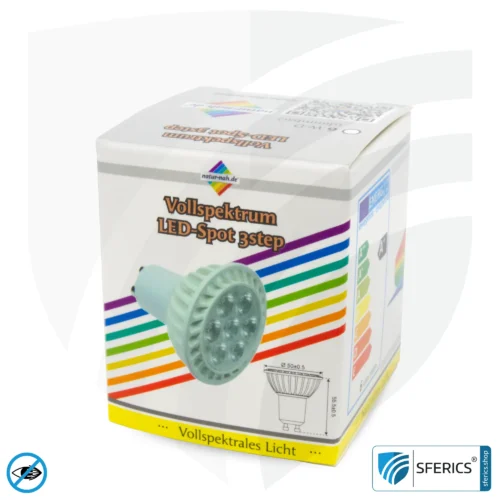 6 Watt LED Spot Vollspektrum 3step | Dimmen ohne Dimmer: Hell wie 35 Watt (100 %), 50 % oder 15 %, 480 Lumen | CRI 95 | flimmerfrei | Tageslicht | GU10 | Business Qualität 18 6 Watt LED Spot Vollspektrum 3step | Dimmen ohne Dimmer: Hell wie 35 Watt (100 %), 50 % oder 15 %, 480 Lumen | CRI 95 | flimmerfrei | Tageslicht | GU10 | Business Qualität