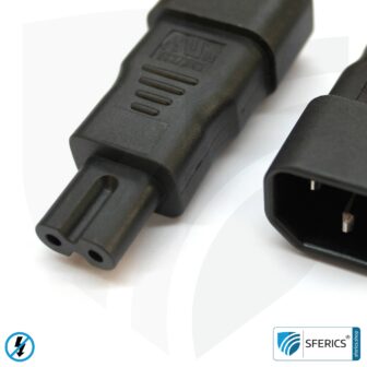 Adapter C13 Stecker auf zweipoligen C7 Stecker | Steckerwechsel fürs Kaltgerätekabel 6 Adapter C13 Stecker auf zweipoligen C7 Stecker | Steckerwechsel fürs Kaltgerätekabel
