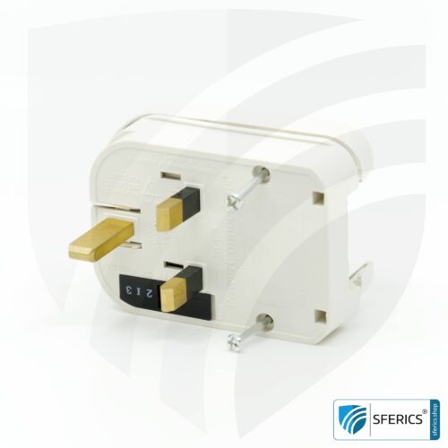 Adapter SCP3 Schuko Stecker Typ EF auf UK Stecker Typ G | mit hochwertiger Erdung und 13 Ampere Sicherung | Reiseadapter 20 Adapter SCP3 Schuko Stecker Typ EF auf UK Stecker Typ G | mit hochwertiger Erdung und 13 Ampere Sicherung | Reiseadapter
