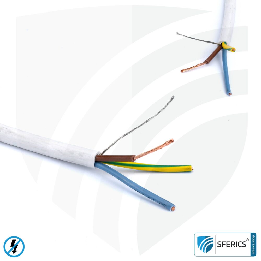 (H)05VV-F3G geschirmtes und sehr biegsames Elektrokabel | 3x 1,50 mm | für nicht ortsgebundene, mobile Verbraucher | flexible Leitung zur Begrenzung elektrischer Wechselfelder NF