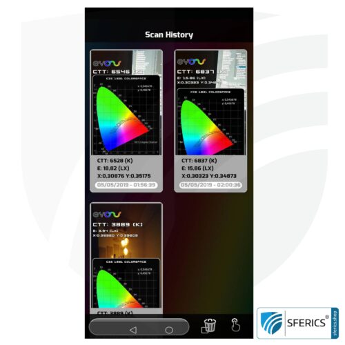 Lightspectrum Pro EVO für Android | Messung vom Lichtspektrum | Farbtemperatur (Kelvin) und Wellenlängen, CRI, Lux, u.v.m. 11 Lightspectrum Pro EVO für Android | Messung vom Lichspektrum | Farbtemperatur (Kelvin) und Wellenlängen, CRI, Lux, u.v.m.