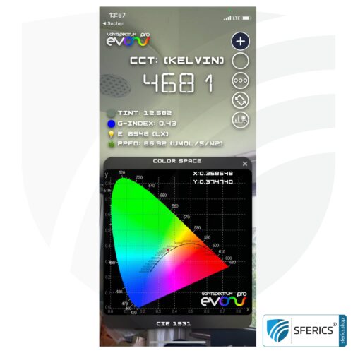 Lightspectrum Pro EVO für iPhone und iPad | Messung vom Lichtspektrum | Farbtemperatur (Kelvin) und Wellenlängen, CRI, Lux, u.v.m. 9 Lightspectrum Pro EVO für iPhone und iPad | Messung vom Lichspektrum | Farbtemperatur (Kelvin) und Wellenlängen, CRI, Lux, uvm.