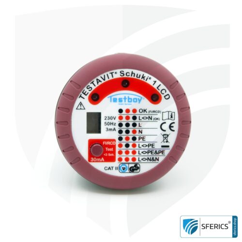 TESTAVIT SCHUKI 1 LCD | Steckdosen Sockel Tester mit FI Auslösung | Schneller Check der Erdung, Verdrahtung und FI Schutzschalter 22 TESTAVIT SCHUKI 1 LCD | Steckdosen Sockel Tester mit FI Auslösung | Schneller Check der Erdung, Verdrahtung und FI Schutzschalter.