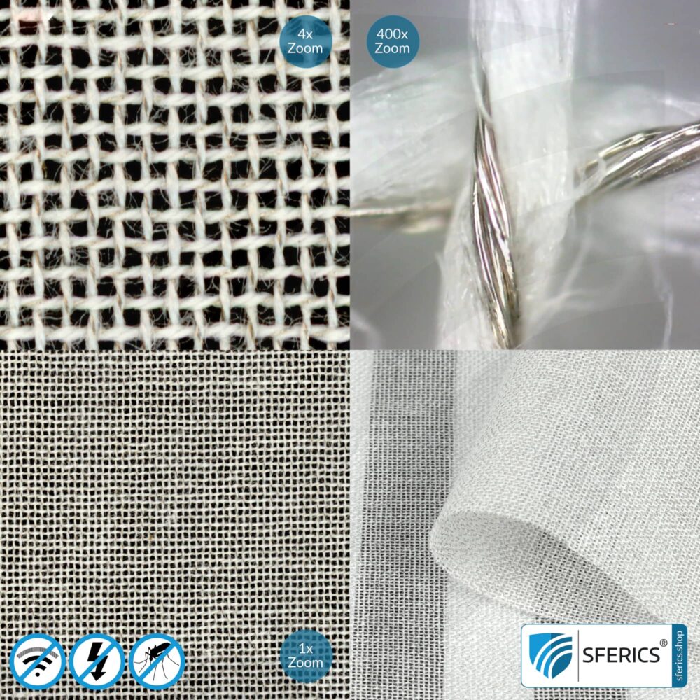 SILVER COTTON Abschirmstoff | ideal zur Herstellung von Baldachinen und Vorhängen | HF Schirmdämpfung gegen Elektrosmog bis zu 42 dB | erdbar und verfärbt sich nicht (fleckig) | Wirkungsvoll gegen 5G!