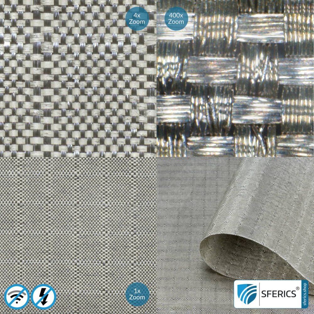 SILVER SILK Abschirmstoff | ideal zur Herstellung von Handytaschen und Bekleidung | HF Schirmdämpfung gegen Elektrosmog bis zu 58 dB | RFID/NFC Datenschutz | TÜV-SÜD qualitätsgeprüft. Wirkungsvoll gegen 5G!