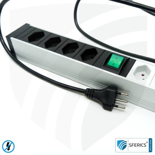 PC Steckdosenleiste 6-fach (4+2), geschirmt NF | mit Ein/Aus Schalter, Überspannungsschutz und Vollschutz HF Filtersystem bis 80 MHz | Typ J Schweiz /LI 10 PC Steckdosenleiste 6-fach (4+2), geschirmt NF | mit Ein/Aus Schalter, Überspannungsschutz und Vollschutz HF Filtersystem bis 80 MHz | Typ J Schweiz /FL