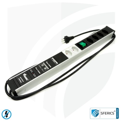 PC Steckdosenleiste 6-fach (4+2), geschirmt NF | mit Ein/Aus Schalter, Überspannungsschutz und Vollschutz HF Filtersystem bis 80 MHz | Typ J Schweiz /LI 11 PC Steckdosenleiste 6-fach (4+2), geschirmt NF | mit Ein/Aus Schalter, Überspannungsschutz und Vollschutz HF Filtersystem bis 80 MHz | Typ J Schweiz /FL