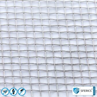 Produktmuster Materialien zur Abschirmung | bis zu 3 Materialmuster kostenlos 6 Abschirmendes Edelstahlgewebe V4A10 | HF Schirmdämpfung gegen Elektrosmog bis zu 40 dB | Zur Verlegung. 90 cm Breite. 5G ready!