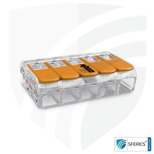 WAGO Compact Verbindungsklemme, Serie 221 | Modell 221-415 | für 5 eindrahtige, feindrahtige und mehrdrähtige Leiter | Alternative zur Lüsterklemme 11 WAGO Compact Verbindungsklemme, Serie 221 | Modell 221-415 | für 5 eindrahtige, feindrahtige und mehrdrähtige Leiter | Alternative zur Lüsterklemme