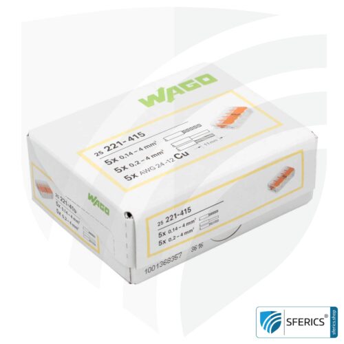 WAGO Compact Verbindungsklemme, Serie 221 | Modell 221-415 | für 5 eindrahtige, feindrahtige und mehrdrähtige Leiter | Alternative zur Lüsterklemme 15 WAGO Compact Verbindungsklemme, Serie 221 | Modell 221-415 | für 5 eindrahtige, feindrahtige und mehrdrähtige Leiter | Alternative zur Lüsterklemme