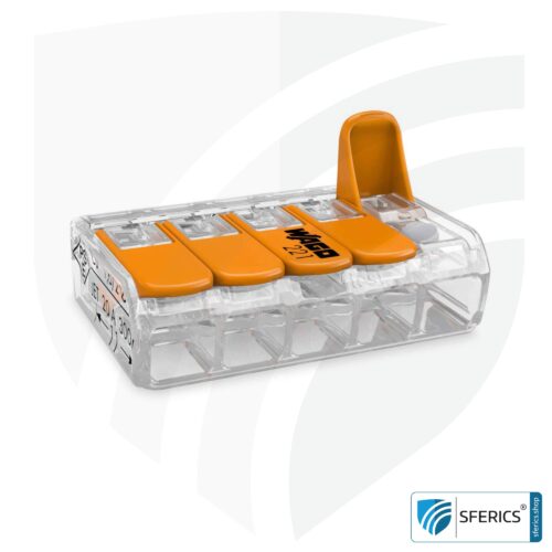 WAGO Compact Verbindungsklemme, Serie 221 | Modell 221-415 | für 5 eindrahtige, feindrahtige und mehrdrähtige Leiter | Alternative zur Lüsterklemme 2 WAGO Compact Verbindungsklemme, Serie 221 | Modell 221-415 | für 5 eindrahtige, feindrahtige und mehrdrähtige Leiter | Alternative zur Lüsterklemme