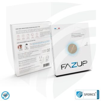 FAZUP Antennen Patch | Edition GOLD | Ferritkern fürs kabelgebundene Headset inklusive | Innovative Technologie gegen Elektrosmog | Schützt vor unnötig hoher Bestrahlung durch's eigene Mobiltelefon