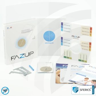 FAZUP Antennen Patch | Edition GOLD | Ferritkern fürs kabelgebundene Headset inklusive | Innovative Technologie gegen Elektrosmog | Schützt vor unnötig hoher Bestrahlung durch's eigene Mobiltelefon
