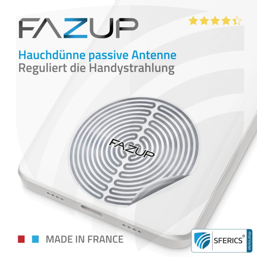 FAZUP Antennen Patch | SILBER | Innovative Technologie gegen Elektrosmog | Schützt vor unnötig hoher Bestrahlung durch’s eigene Mobiltelefon | Keine Esoterik oder Harmonisierung. Reduktion ist messbar!