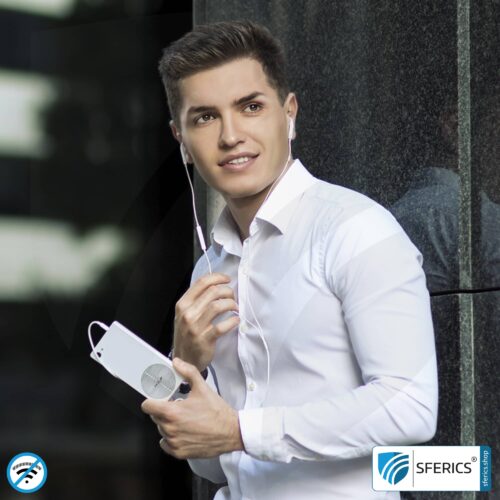 FAZUP Antennen Patch mit strahlungsfreiem SFERICS® Luftkabel Kopfhörer im Spar-SET | SILBER | Schützt Ohren und Gehirn vor unnötig hoher Bestrahlung durch EMF + Magnetfeld 30 FAZUP Antennen Patch | SILBER | Innovative Technologie gegen Elektrosmog | Schützt vor unnötig hoher Bestrahlung durch’s eigene Mobiltelefon | Keine Esoterik oder Harmonisierung. Reduktion ist messbar!