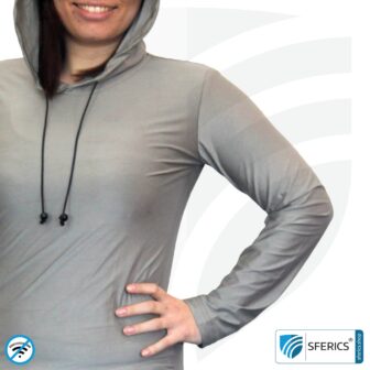 Abschirmender Hoodie bzw. Kapuzenpullover | Schutz bis 50 dB vor HF Elektrosmog (Handy, WLAN, LTE) | Ideal für elektrosensible Menschen | Wirkungsvoll gegen 5G!
