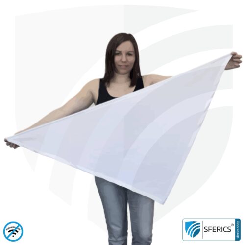 Abschirmendes Kopftuch | Schutz bis 42 dB vor HF Elektrosmog (Handy, WLAN, LTE) | 5G ready! 9 Abschirmendes Kopftuch | Schutz bis 41 dB vor HF Elektrosmog (Handy, WLAN, LTE) | Wirkungsvoll gegen 5G! | dreieckig