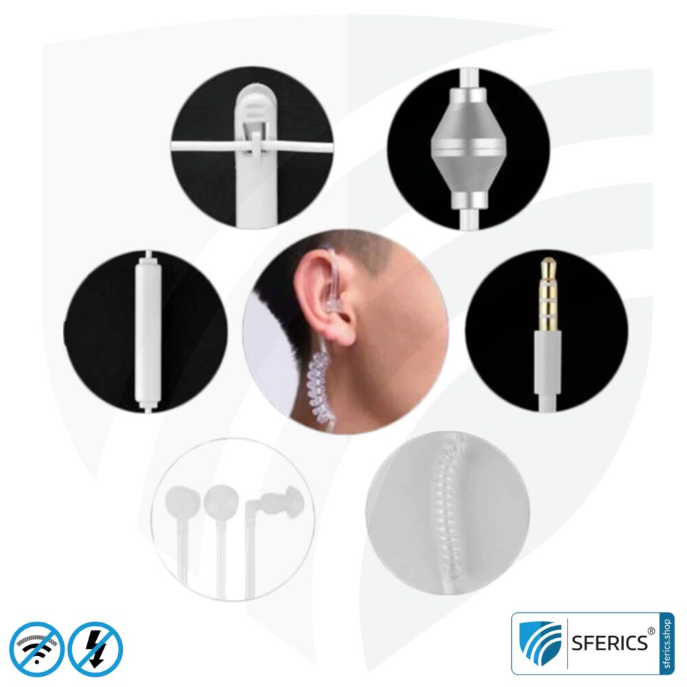 Luftkabel Anti Elektrosmog Monaural Headset mit Mikrofon | In-Ear-Headset AirTube zur Reduktion von EMF am Kopf | Klinkenstecker | Prädestiniert fürs Callcenter, Security, usw. Luftkabel Anti Elektrosmog Monaural Headset mit Mikrofon | In-Ear-Headset AirTube zur Reduktion von EMF am Kopf | Klinkenstecker | Prädestiniert fürs Callcenter, Security, usw.