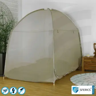 Abschirmzelt SAFECAVE DOUBLE mit 135 cm Breite | Anti Elektrosmog Vollschutz | Mobiler Strahlenschutz gegen WLAN, Handy, LTE, 5G, ... mit Wirkungsgrad über 99,99 % (42 dB) | frei stehend, ohne Deckenaufhängung | erdbar 8 Abschirmzelt SAFECAVE Double | Anti Elektrosmog Vollschutz | Mobiler Strahlenschutz gegen WLAN, Handy, LTE, 5G, ... mit Wirkungsgrad über 99,99 % (42 dB) | frei stehend, ohne Deckenaufhängung | NF erdbar