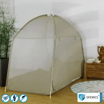Abschirmzelt SAFECAVE SINGLE mit 100 cm Breite | Anti Elektrosmog Vollschutz | Mobiler Strahlenschutz gegen WLAN, Handy, LTE, 5G, ... mit Wirkungsgrad über 99,99 % (42 dB) | frei stehend, ohne Deckenaufhängung | erdbar 8 Abschirmzelt SAFECAVE Single | Anti Elektrosmog Vollschutz | Mobiler Strahlenschutz gegen WLAN, Handy, LTE, 5G, ... mit Wirkungsgrad über 99,99 % (42 dB) | frei stehend, ohne Deckenaufhängung | NF erdbar