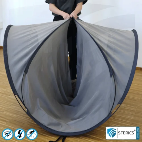 Abschirmzelt SAFECAVE Pop Up Wurfzelt | Anti Elektrosmog Vollschutz | Mobiler Strahlenschutz gegen WLAN, Handy, LTE, 5G, ... mit Wirkungsgrad bis zu 99,99 % (44 dB) | erdbar 9 Abschirmzelt SAFECAVE Pop Up Wurfzelt | Anti Elektrosmog Vollschutz | Mobiler Strahlenschutz gegen WLAN, Handy, LTE, 5G, ... mit Wirkungsgrad bis zu 99,99 % (42 dB) | NF erdbar