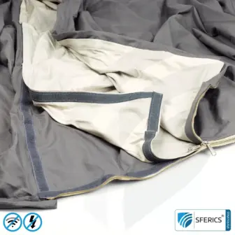 Abschirmender Schlafsack Elektrosmog PRO im Set | Mobiler Strahlenschutz gegen WLAN, Handy, LTE, 5G, ... mit Wirkungsgrad über 99,99 % (42 dB) | NF erdbar 25 Abschirmender Schlafsack Elektrosmog PRO | Mobiler Strahlenschutz gegen WLAN, Handy, LTE, 5G, ... mit Wirkungsgrad über 99,99 % (42 dB) | frei stehend, ohne Deckenaufhängung | NF erdbar