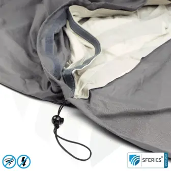 Abschirmender Schlafsack Elektrosmog PRO im Set | Mobiler Strahlenschutz gegen WLAN, Handy, LTE, 5G, ... mit Wirkungsgrad über 99,99 % (42 dB) | NF erdbar 24 Abschirmender Schlafsack Elektrosmog PRO | Mobiler Strahlenschutz gegen WLAN, Handy, LTE, 5G, ... mit Wirkungsgrad über 99,99 % (42 dB) | frei stehend, ohne Deckenaufhängung | NF erdbar
