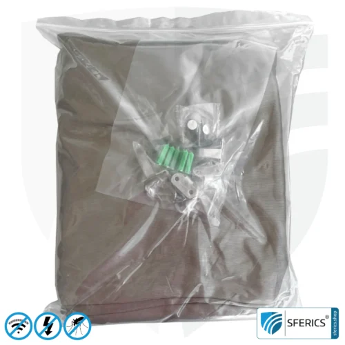 Abschirmender Baldachin Elektrosmog BUDGET | EINZELBETT, Kastenform | Abschirmung EMF über 99,99 % (44 dB) | Erdbar NF | Made in China 9 Abschirmender Baldachin Elektrosmog BUDGET | EINZELBETT | Abschirmung Funk über 99,99 % (44 dB). Erdbar. | Made in China