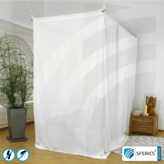 TESTEN! Abschirmender Baldachin Elektrosmog EMF für 14 Tage risikofrei mieten | Wähle aus 3 Set's | Abschirmwirkung HF bis 99,99 % (40 dB) | Hohe Reduktion von Handystrahlung, WLAN, usw. 31 Abschirmender Baldachin Elektrosmog FUNK | EINZELBETT | Abschirmung Funk bis 99,99 % (40 dB). Wirkungsvoll gegen Handystrahlung, WLAN, usw.