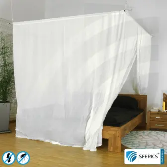 Abschirmender Baldachin Elektrosmog EMF | DOPPELBETT bzw. GRAND KING SIZE | Abschirmwirkung HF bis 99,99 % (40 dB) | SFERICS® invest4life Programm | Hohe Reduktion von Handystrahlung, WLAN, usw. 8 Abschirmender Baldachin Elektrosmog FUNK | DOPPELBETT bzw. GRAND KING SIZE | Abschirmung Funk bis 99,99 % (40 dB). Wirkungsvoll gegen Handystrahlung, WLAN, usw.