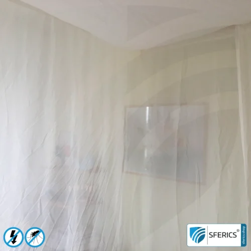 Abschirmender Baldachin Elektrosmog EMF | DOPPELBETT bzw. GRAND KING SIZE | Abschirmwirkung HF bis 99,99 % (40 dB) | SFERICS® invest4life Programm | Hohe Reduktion von Handystrahlung, WLAN, usw. 12 Abschirmender Baldachin Elektrosmog FUNK | DOPPELBETT bzw. GRAND KING SIZE | Abschirmung Funk bis 99,99 % (40 dB). Wirkungsvoll gegen Handystrahlung, WLAN, usw.