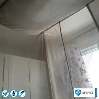 Abschirmender Baldachin Elektrosmog ULTRA im Set | QUEENSIZE BETT, 140 CM | Maximale Abschirmung EMF mit über 99,99 % (48 dB) | Erdbar NF | SFERICS® invest4life Programm | Wirkungsvoll gegen 5G! 13 Baldachin Elektrosmog PRO Praxisbild