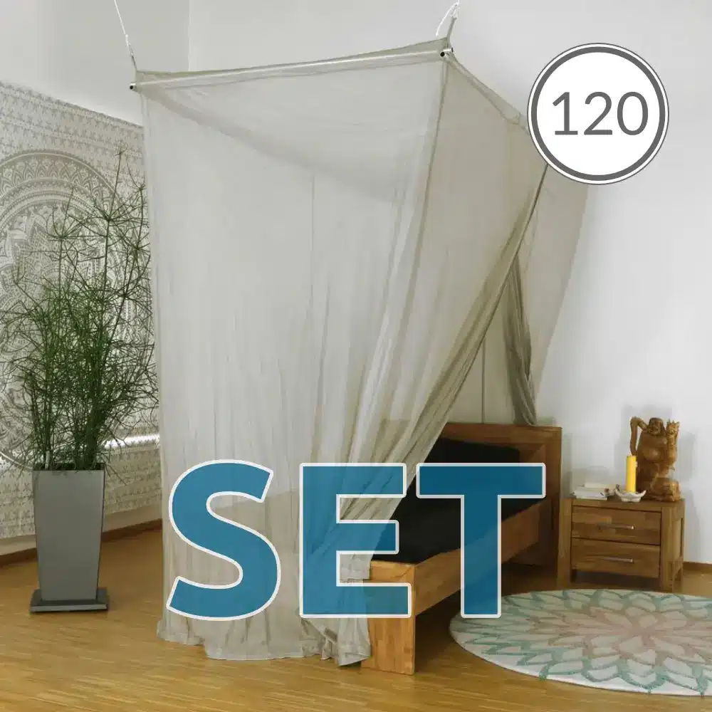 Abschirmender Baldachin Elektrosmog PRO im Set | QUEENSIZE BETT MIT 120 CM | Abschirmung Funk über 99,99 % (48 dB). Erdbar. Wirkungsvoll gegen 5G! Feedbild.