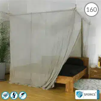 Individuelle Erweiterung vom Baldachin Elektrosmog ULTRA + PRO | Aktivierung der Erdung NF des Baldachins | Rundum Abschirmung Elektrosmog HF 17 Abschirmender Baldachin Elektrosmog PRO | QUEENSIZE BETT, 160 CM | Abschirmung Funk über 99,99 % (48 dB). Erdbar. Wirkungsvoll gegen 5G!