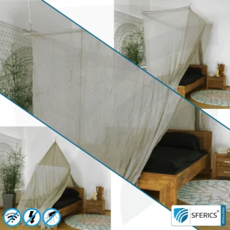 Abschirmender Baldachin Elektrosmog PRO | 6 Varianten bzw. Größen | Abschirmung Funk über 99,99 % (48 dB). Erdbar. Wirkungsvoll gegen 5G!