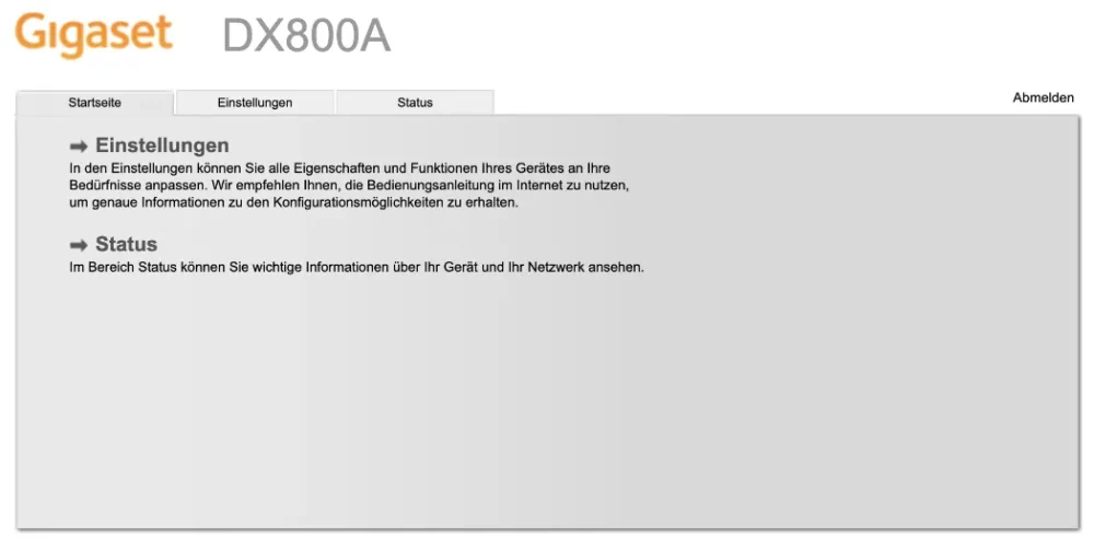 Konfiguration vom GIGASET DX800A