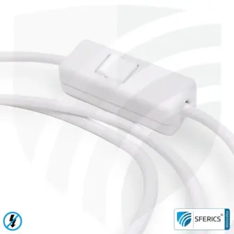 Geschirmtes Geräteanschlusskabel mit Schalter | weiss | 2 Meter Länge | Elektroleitung zur Abschirmung elektrischer und magnetischer Wechselfelder NF 7 Geschirmtes Geräteanschlusskabel mit Schalter | weiss | 2 Meter Länge | Elektroleitung zur Abschirmung elektrischer und magnetischer Wechselfelder NF