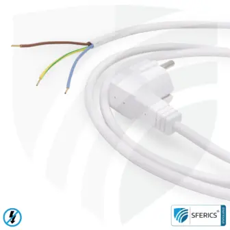 Geschirmtes Geräteanschlusskabel mit Schalter | weiss | 2 Meter Länge | Elektroleitung zur Abschirmung elektrischer und magnetischer Wechselfelder NF 8 Geschirmtes Geräteanschlusskabel mit Schalter | weiss | 2 Meter Länge | Elektroleitung zur Abschirmung elektrischer und magnetischer Wechselfelder NF