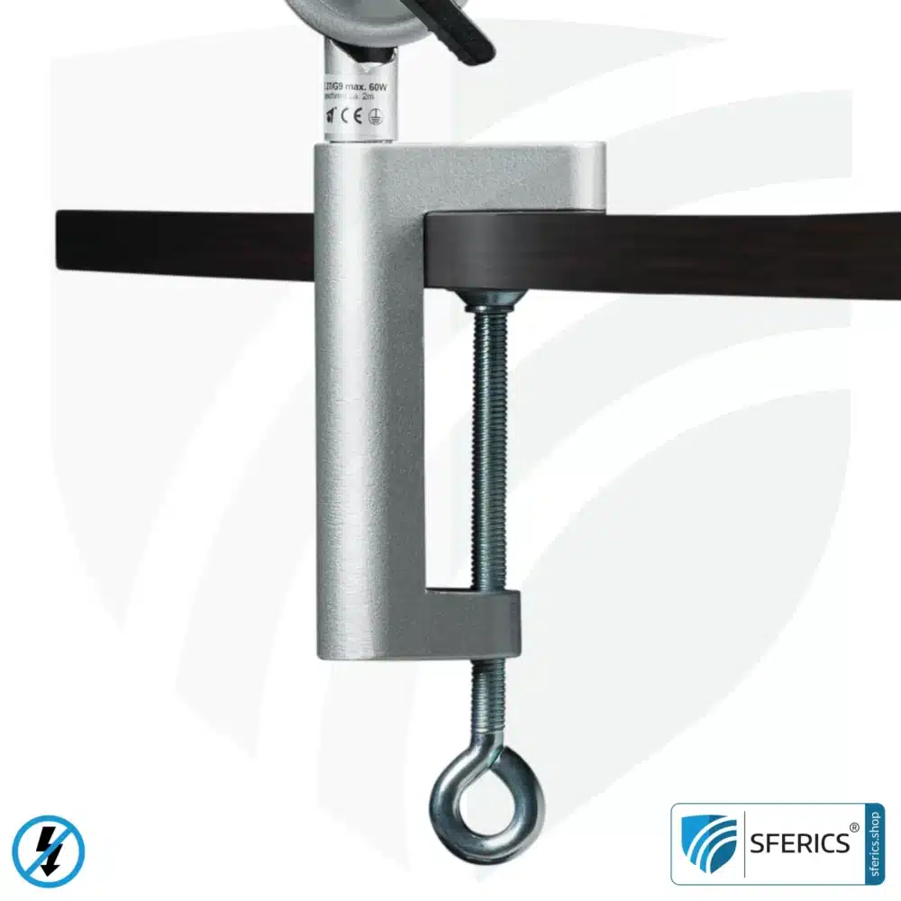 Geschirmte Lampe im Design SILBER | Schreibtischlampe für den hellen Arbeitplatz oder als geniale Werklampe | E27 Fassung