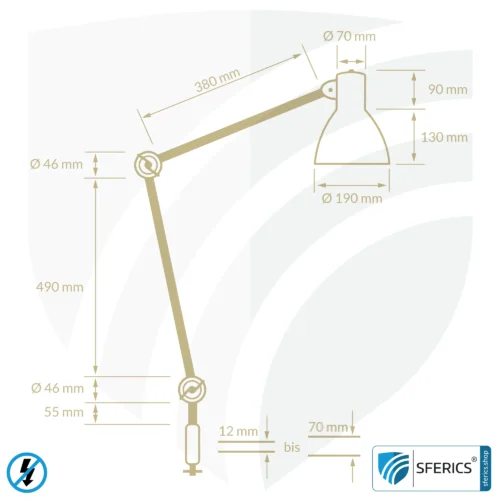 Geschirmte Lampe LONDON im Design SILBER | Schreibtischlampe für den hellen Arbeitplatz oder als geniale Werklampe | E27 Fassung 21 Geschirmte Lampe | Schreibtischlampe für den hellen Arbeitplatz oder als geniale Werklampe | E27 Fassung
