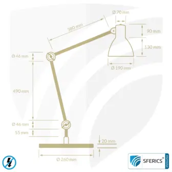 Fixierung der geschirmten Lampe für Schreibtisch, Arbeitsplatz oder Werkstatt | Design SCHWARZ 10 Geschirmte Lampe | Schreibtischlampe für den hellen Arbeitplatz oder als geniale Werklampe | E27 Fassung