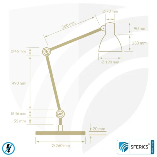 Geschirmte Lampe LONDON im Design SILBER | Schreibtischlampe für den hellen Arbeitplatz oder als geniale Werklampe | E27 Fassung 20 Geschirmte Lampe | Schreibtischlampe für den hellen Arbeitplatz oder als geniale Werklampe | E27 Fassung