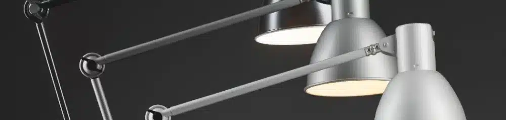 Geschirmte Lampe im Design SILBER | Schreibtischlampe für den hellen Arbeitplatz oder als geniale Werklampe | E27 Fassung