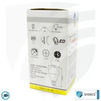 8 Watt LED Vollspektrum DuoLight | 3 Lichtfarben auf Klick: Tageslicht + Warmlicht + Neutrallicht, 700 Lumen | CRI 95 | flimmerfrei | E27 | Business Qualität 16 8 Watt LED Vollspektrum DuoLight | 3 Lichtfarben auf Klick: Tageslicht + Warmlicht + Neutrallicht, 700 Lumen | CRI 95 | flimmerfrei | E27 | Business Qualität