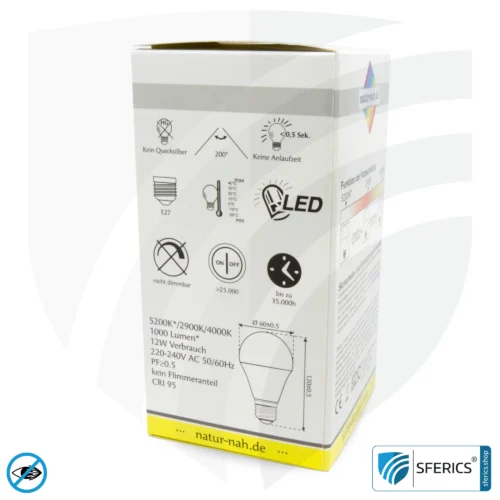 8 Watt LED Vollspektrum DuoLight | 3 Lichtfarben auf Klick: Tageslicht + Warmlicht + Neutrallicht, 700 Lumen | CRI 95 | flimmerfrei | E27 | Business Qualität 16 8 Watt LED Vollspektrum DuoLight | 3 Lichtfarben auf Klick: Tageslicht + Warmlicht + Neutrallicht, 700 Lumen | CRI 95 | flimmerfrei | E27 | Business Qualität